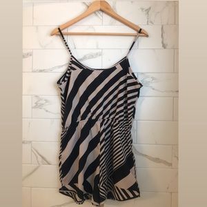 Tan and Black Striped Romper